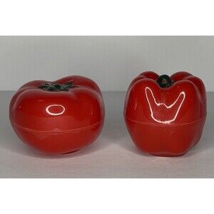 Vintage Plastic “Tomato & Bell Pepper” Salt and Pepper Shakers